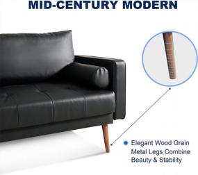 img 1 attached to Vonanda 3-Seater Faux Leather Sofa With Wood Grain Metal Legs And Bolster Pillows: An Elegant Addition To Your Living Room