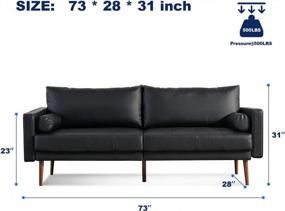 img 3 attached to Vonanda 3-Seater Faux Leather Sofa With Wood Grain Metal Legs And Bolster Pillows: An Elegant Addition To Your Living Room