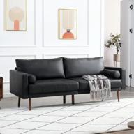 vonanda 3-seater faux leather sofa with wood grain metal legs and bolster pillows: an elegant addition to your living room logo
