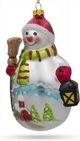 img 3 attached to Sparkling Snowman Christmas Ornament With Broom And Lantern - Ideal Decoration For Festive Celebrations