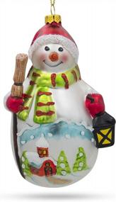 img 4 attached to Sparkling Snowman Christmas Ornament With Broom And Lantern - Ideal Decoration For Festive Celebrations