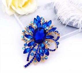 img 3 attached to Vintage Blue Crystal Flower Bouquet Brooch Pin With Stunning Austrian Crystals - Perfect For Women And Girls