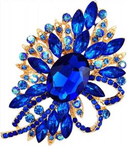 img 4 attached to Vintage Blue Crystal Flower Bouquet Brooch Pin With Stunning Austrian Crystals - Perfect For Women And Girls