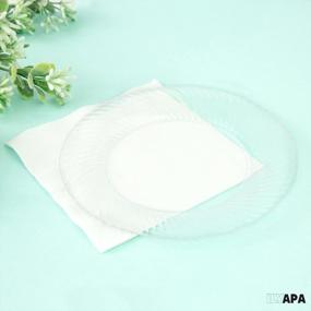 img 1 attached to 100 упаковок 9-дюймовых модных одноразовых прозрачных пластиковых тарелок для званого ужина или свадьбы - прочные тарелки для закусок, салатов и десертов от Ilyapa