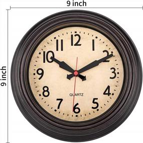 img 3 attached to Silent Non-Ticking Bronze Wall Clock - 9 Inch Round Quartz Battery Operated Small Clock For Kitchen, Bedroom, Living Room, Home Office Or School By Foxtop