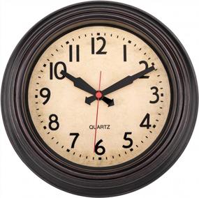 img 4 attached to Silent Non-Ticking Bronze Wall Clock - 9 Inch Round Quartz Battery Operated Small Clock For Kitchen, Bedroom, Living Room, Home Office Or School By Foxtop
