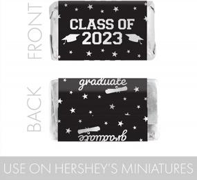 img 1 attached to Customize Your Graduation Party With Mini Chocolate Bar Wrappers: Class Of 2023 Graduation Stickers In School Colors - 45 Pack (Silver Black)