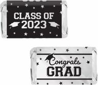 настройте свой выпускной вечер с помощью мини-оберток для шоколадных батончиков: выпускные наклейки класса 2023 года в школьных цветах - упаковка 45 (серебристо-черный) логотип