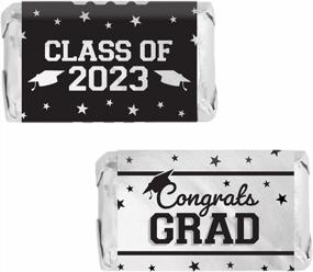 img 4 attached to Customize Your Graduation Party With Mini Chocolate Bar Wrappers: Class Of 2023 Graduation Stickers In School Colors - 45 Pack (Silver Black)