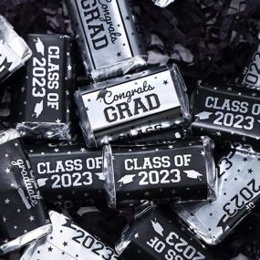 img 3 attached to Customize Your Graduation Party With Mini Chocolate Bar Wrappers: Class Of 2023 Graduation Stickers In School Colors - 45 Pack (Silver Black)