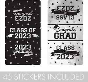img 2 attached to Customize Your Graduation Party With Mini Chocolate Bar Wrappers: Class Of 2023 Graduation Stickers In School Colors - 45 Pack (Silver Black)