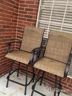 img 1 attached to PHI VILLA Patio Swivel Bar Stools Set Of 2, Outdoor Bar Height Patio Stools & Bar Chairs With High Back And Armrest, All-Weather Textilene Patio Furniture For Deck Lawn Garden review by Savannah Williams
