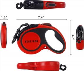 img 3 attached to Beastron Upgraded Retractable Dog Leash, 16" Extra Long Tangle-Free Reflective Nylon, Small To Medium Dogs Up To 110Lbs, Waste Bags And Dispenser Included (Red)