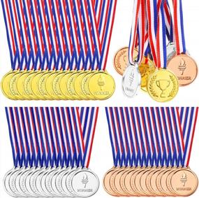 img 4 attached to Золотые, серебряные и бронзовые медали от Pllieay - идеально подходят для украшения вечеринок и церемоний награждения