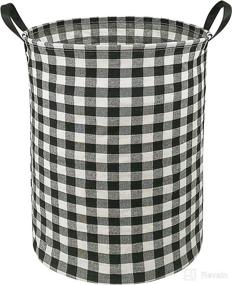 img 4 attached to KUNRO Large Sized Storage Basket Waterproof Coating Organizer Bin Laundry Hamper For Nursery Clothes Toys (Black Grid)