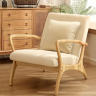 cdcasa mid-century modern accent chair с подушкой, 28,3-дюймовый длинный подлокотник, обитый льняной тканью, деревянный каркас, гостиная, спальня, балкон, кресло для чтения, набор из 1 кресла логотип