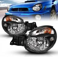 crystal black replacement headlights pair for 2002-2003 subaru impreza by amerilite - including passenger and driver side logo