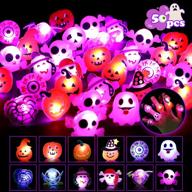 spooky fun for kids: 50 light up halloween rings for glow in the dark parties logo
