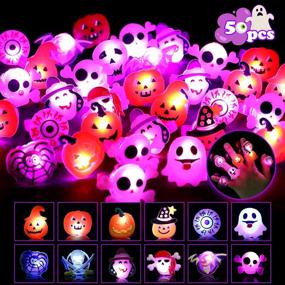 img 4 attached to Spooky Fun For Kids: 50 Light Up Halloween Rings For Glow In The Dark Parties
