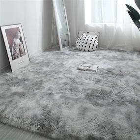 img 2 attached to Plush Grey Shaggy Area Rug 6X9 For Modern Indoor Decor, Extra Soft And Cozy Carpets For Bedroom, Living Room, And Kids' Rooms - Rainlin Fluffy Rugs