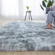 plush grey shaggy area rug 6x9 for modern indoor decor, extra soft and cozy carpets for bedroom, living room, and kids' rooms - rainlin fluffy rugs logo