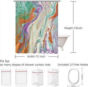 img 1 attached to LIVILAN Marble Shower Curtain, Abstract Shower Curtain, Colorful Shower Curtain, Watercolor Shower Curtain Set With 12 Hooks，Mixed Grey Purple Green Orange, 72 X 72 Inches