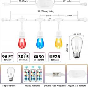 img 1 attached to Set Of 2 MLambert 48Ft Outdoor Patio Lights With 30+5 Multicolor Shatterproof Edison Bulbs - Dimmable RGB Cafe String Lights For Backyard, Bistro, And Garden - Total Length Of 96Ft