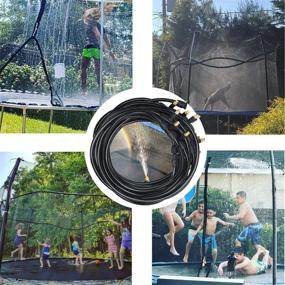 img 3 attached to LANGXUN Trampoline Water Sprinkler Play For Kids, Summer Outdoor Water Game Toys For Toddlers, 50FT 14 Nozzles Misting Cooling System For Swimming Pool Patio Garden Lawn Greenhouse Irrigation Sprinkle