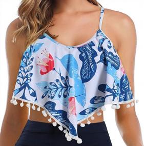 img 3 attached to Firpearl Women'S Flowy Ruffle Bikini Top - Flounce Crop Bathing Suit Top For Fashionable Beach Looks