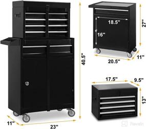 img 3 attached to 🔒 ATBT2315B Big Red 2 Piece Rolling Storage Combo with 5 Drawers, Lockable System, Removable Small Box, Metal Tool Chest - Black