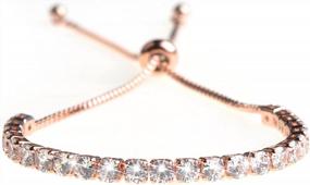 img 4 attached to Rose Gold Adjustable Chain Bracelet For Women With Sparkling Cubic Zirconia Stones - Luxury Shining Jewelry Gift From ASHMITA