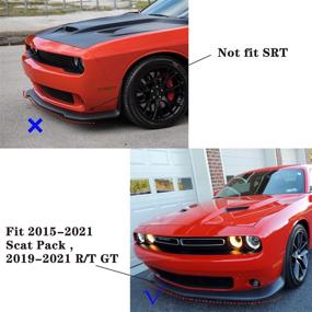 img 2 attached to 🔴 Enhanced Front Bumper Lip Protector for 2015-2021 Dodge Challenger R/T Scat Pack - Red Splitter, Excludes SXT Widebody