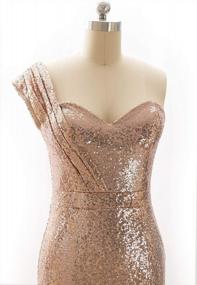 img 2 attached to MACloth Women Sequin One Shoulder Long Prom Dress For Bridesmaids - Split Evening Gown