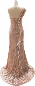 img 3 attached to MACloth Women Sequin One Shoulder Long Prom Dress For Bridesmaids - Split Evening Gown