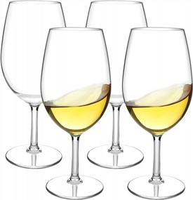 img 4 attached to 4-Pack 21.5 Oz Oversized Tritan Plastic Stemmed White Wine Glasses Dishwasher Safe By MICHLEY