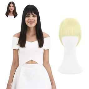 img 4 attached to Synthetic 1 Piece Layered Clip In Hair Bangs Fringe Hair Extensions - Blonde Color - REECHO Fashion Full Length