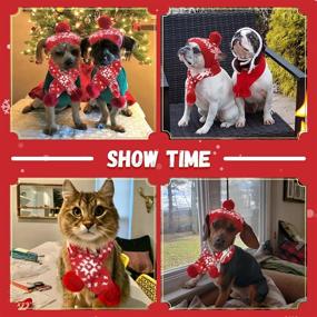 img 3 attached to ABRRLO Christmas Dog Costume 3 PCS Set Pet Hat Scarf Sweater Snowflake Knit Outfits Xmas Puppy Clothing Cat Holiday Clothes (Scarf + Hat + Sweater,S)