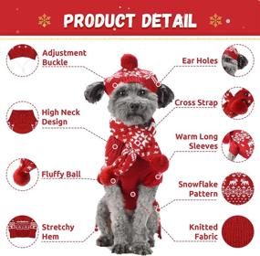 img 1 attached to ABRRLO Christmas Dog Costume 3 PCS Set Pet Hat Scarf Sweater Snowflake Knit Outfits Xmas Puppy Clothing Cat Holiday Clothes (Scarf + Hat + Sweater,S)