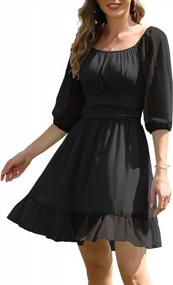 img 4 attached to Stylish Square Neck Tie Back Dresses For Women With Lantern Sleeves, Off-Shoulder Style, Casual Ruffles, And Mini Length From I2CRAZY