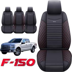 img 4 attached to Ford F150 Front Seat Covers For 2009-2022 Truck Pickup Super Crew Cab Regular Cab Extended Cab Waterproof Leather Seat Protectors Custom Fit For 2017-2022 F250 F350 F450(2 PCS Front