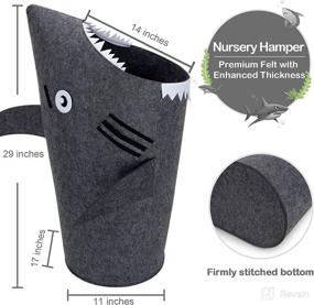 img 3 attached to 🦈 Safari-inspired Shark Laundry Basket: Large Hamper for Kids' Laundry, Toy Storage, and Nursery Essentials - Grey, with Handles