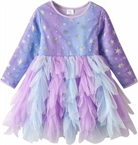 img 4 attached to 2-8T Toddler Girls Winter Long Sleeve Flower Party Tutu Dress By DXTON