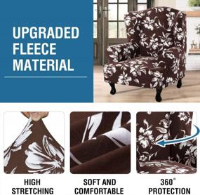 img 2 attached to Transform Your Wingback Chair With A Super Stretch Printed Slipcover In Modern Style - Soft And Durable With Elastic Bottom - 1-Piece Cover For Stunning Furniture Protection (Wing Chair, Chocolate)