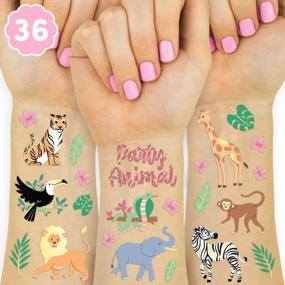 img 4 attached to Wild Jungle Temporary Tattoos - 36 Unique Elephant, Giraffe, And Tiger Styles Ideal For Safari-Themed Parties, Baby Showers, And Arts And Crafts