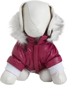 img 1 attached to Medium Pet Life Fashion Parka with Removable Hood - Metallic Pink