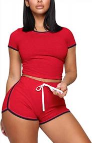 img 4 attached to Women'S Soft Cotton Pajama Set - Sexy Loungewear Shorts Jogger 2 Piece Outfit Sweatsuit Activewear
