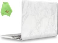 ueswill marble pattern smooth hard shell case compatible with macbook pro 13 inch with retina display no cd-rom (model a1502/a1425, early 2015/2014/2013/late 2012), (white) logo