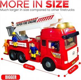img 2 attached to Big Red Fire Truck Toy With Lights, Sounds & Folding Ladder - Perfect For Kids Age 3-8!