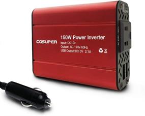 img 4 attached to 🚗 Portable 150W Car Power Inverter: 12V to 110V DC to AC Converter, Dual USB Charger and Cigarette Lighter Plug Outlet