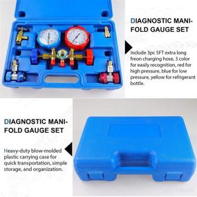 img 1 attached to 🌡️ Youxmoto 3 Way AC Diagnostic Manifold Gauge Set: Efficient Freon Charging for R134A R12 R22 & R502 Refrigerants | 5FT Hose, Adapters, Couplers, & Can Tap Included